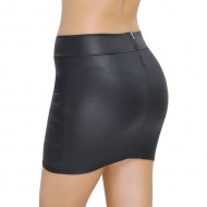 Relaxed Wet Look Mini Skirt Dress with