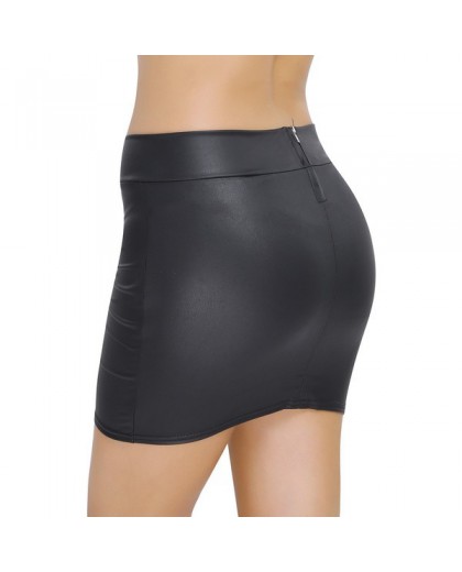 Relaxed Wet Look Mini Skirt Dress with