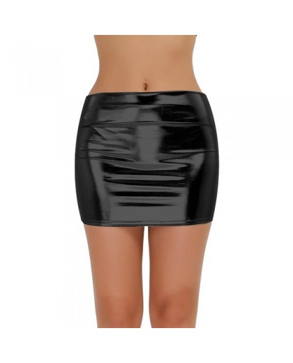 Classic Shiny Patent Leather Wet Look Skirt