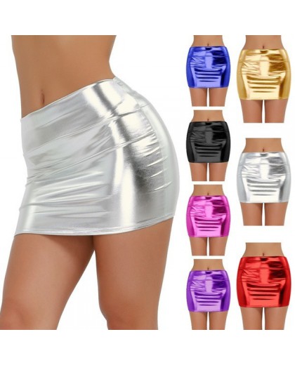 Practical Shiny Metallic Patent Skirt