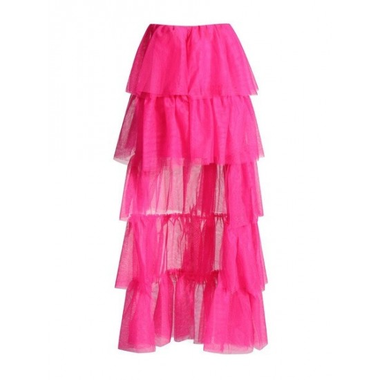 Versatile Sheer Mesh Tiered Skirt With Asymmetrical