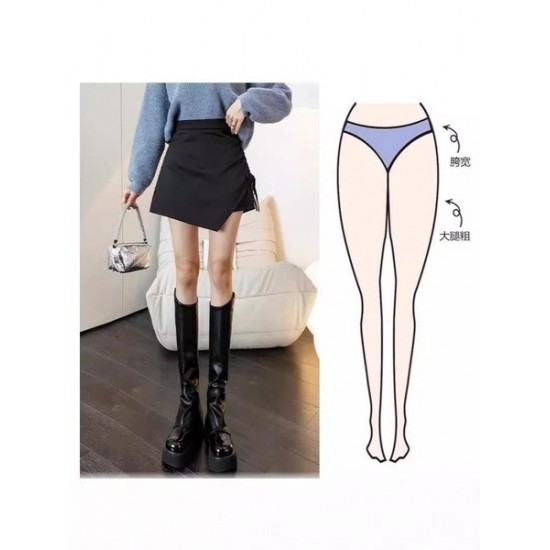 Practical High Waist A-Line Skirt With Asymmetrical