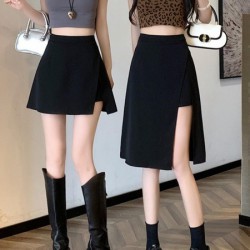Relaxed High-Waisted A-Line Skirt With Side Slit