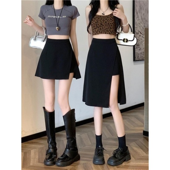 Relaxed High-Waisted A-Line Skirt With Side Slit