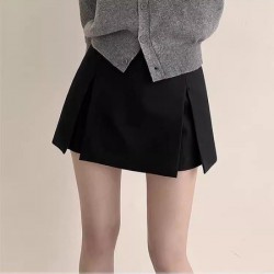 Classic High-Waisted White A-Line Skort With Slit