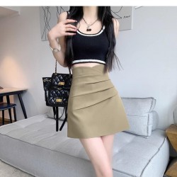 Modern A-Line Pleated Mini Skirt For