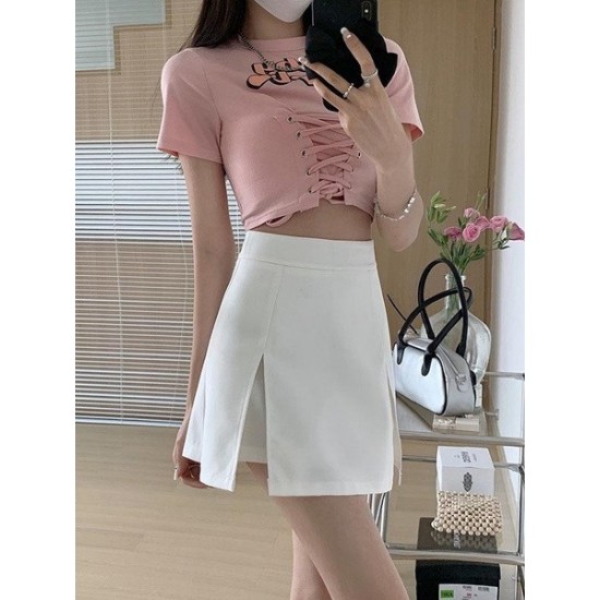Everyday High-Waisted A-Line Mini Skirt With Asymmetric