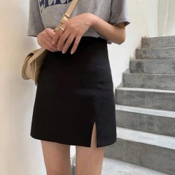 Practical High-Waist A-Line Skirt With Slit