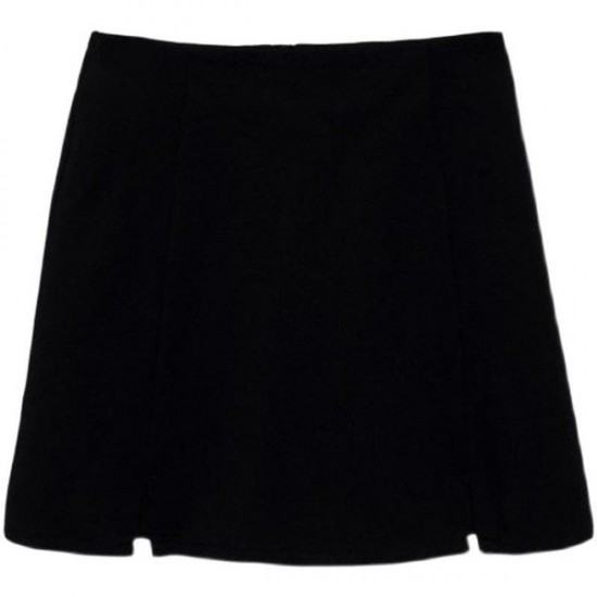 Practical Slim-Fit Black A-Line Mini Skirt With