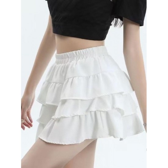 Comfort Black Layered Mini Skirt For High