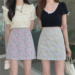 Classic Summer Lace Floral Skirt High Waist