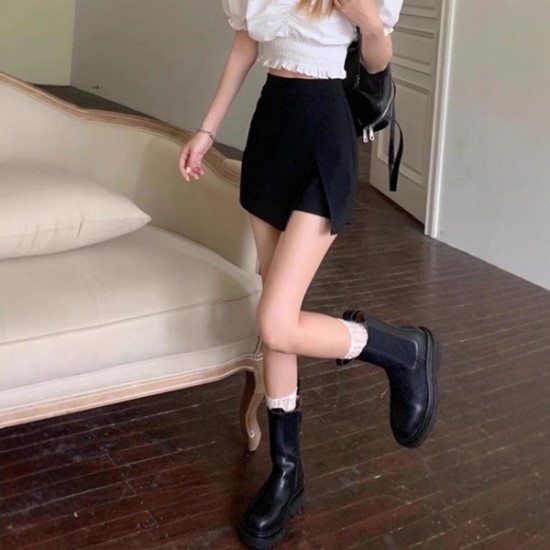 Versatile High Waist A-Line Skort With Side