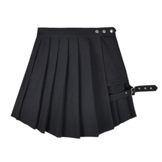 Lightweight High Waist Asymmetric Pleated A Line