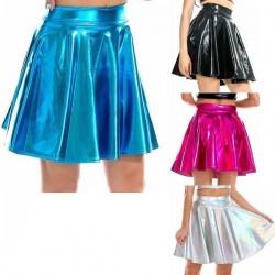 Versatile Metallic Skater Skirt Flared Mini