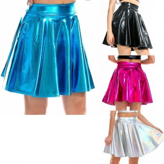 Versatile Metallic Skater Skirt Flared Mini
