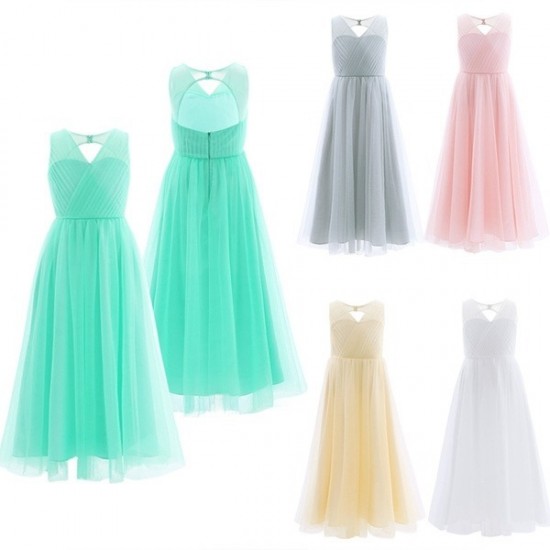 Practical Kids Girls Mesh Flower Dress 4-14Y