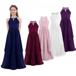 Versatile Kids Girls Sequined Chiffon Dress