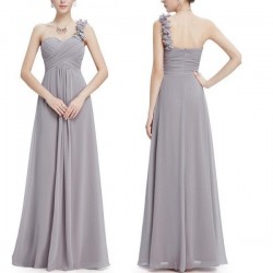 Everyday Ever-Pretty Flowers One Shoulder Long Chiffon