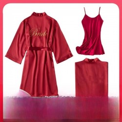 Practical Elegant Red Bridal Robe - Satin