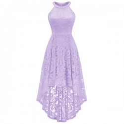 Classic Halter Lace Wedding Guest Dress Hi-Lo