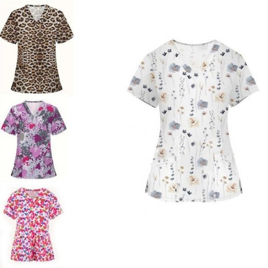 Comfort Floral Print Pocket Short Sleeve T-Shirt