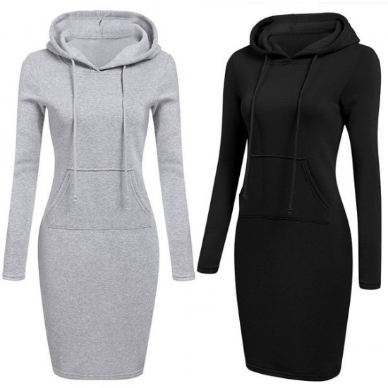 Relaxed Hoodie Dress with Pocket