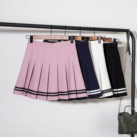 Relaxed Girls High Waist Pleated Skirt School