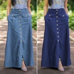 Lightweight Plus Size Denim Maxi Skirts