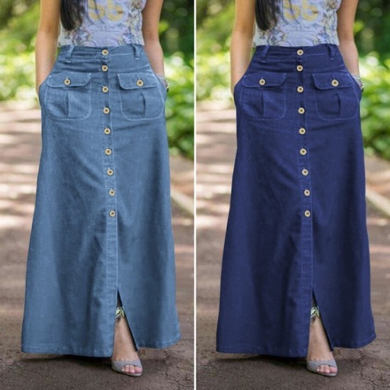 Lightweight Plus Size Denim Maxi Skirts