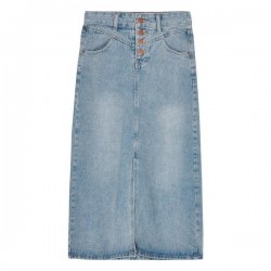 Lightweight High Waist Slimming Midi Denim Skirt