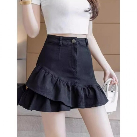 Modern Flattering High-Waist A-Line Denim Skirt With