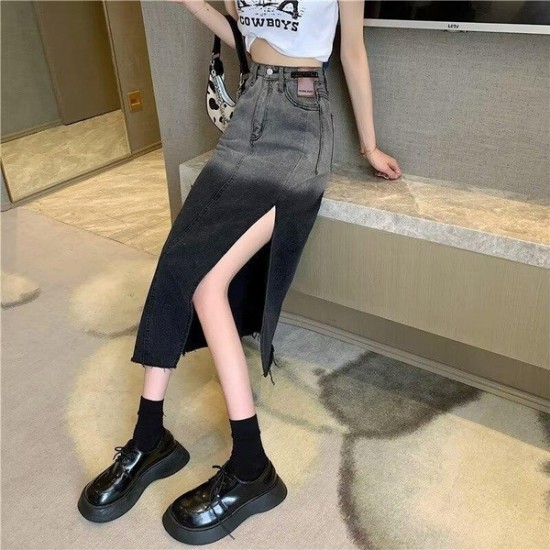 Versatile High-Waist A-Line Denim Skirt With Chic
