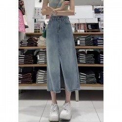 Comfort Plus Size A-Line Denim Skirt With
