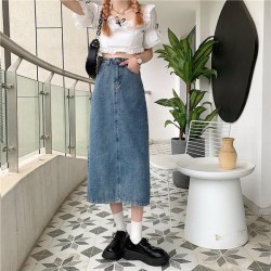 Modern Slimming High-Waist A-Line Denim Midi Skirt