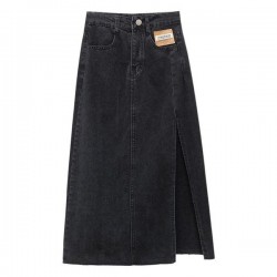 Versatile High Waist A-Line Denim Midi Skirt