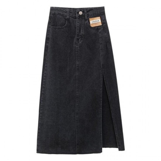 Versatile High Waist A-Line Denim Midi Skirt