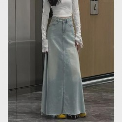 Everyday Plus Size Vintage Denim Skirt For