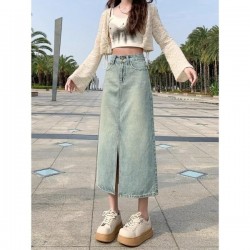 Everyday Vintage Washed High-Waist A-Line Denim Skirt