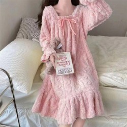 Classic Cozy Coral Fleece Nightgown For Sweet