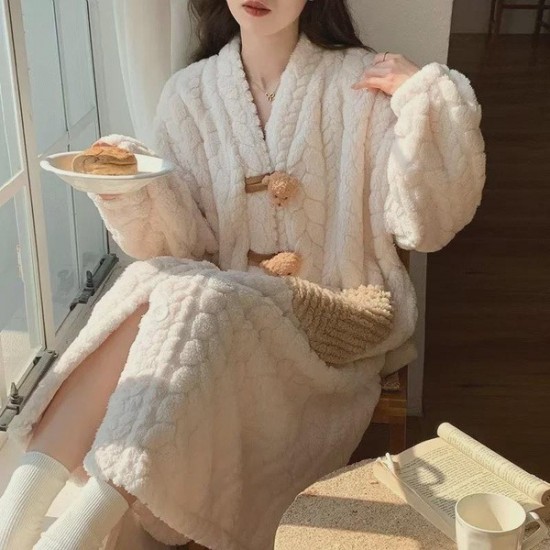 Practical Cozy Coral Fleece Sleepwear Set Cute