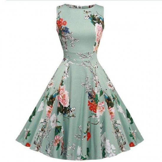 Practical Floral Retro Vintage Gown Dress