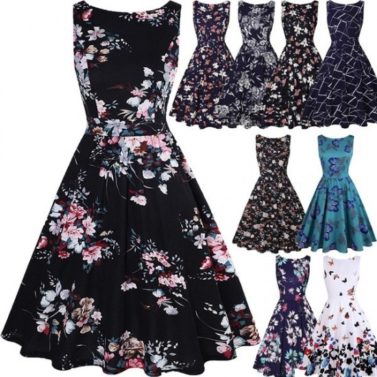 Lightweight Vintage Style Retro Party Dress 8-18