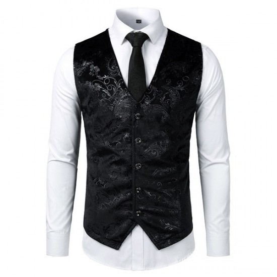 Lightweight 5 Button V-Neck Vest Gilet Homme