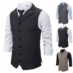 Practical Herringbone Suit Waistcoat Vests
