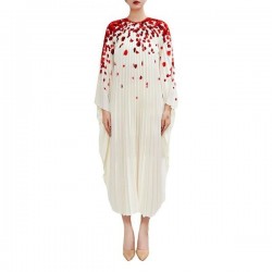 Classic Oversized Pleated Maxi Dress With Batwing