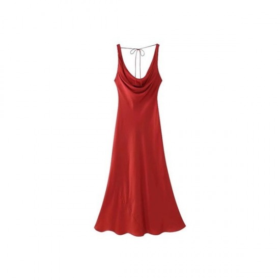 Classic Satin Slip Dress Elegant Long Maxi