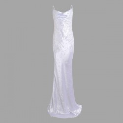 Modern Elegant Satin Slip Dress With Pearl