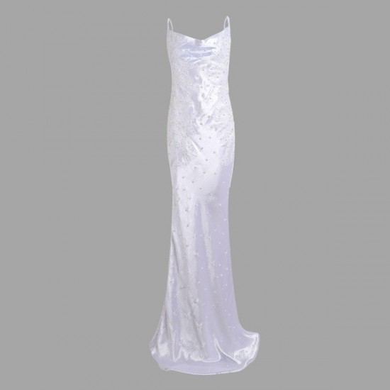 Modern Elegant Satin Slip Dress With Pearl