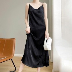 Practical Chic Satin Slip Dress With Acetate