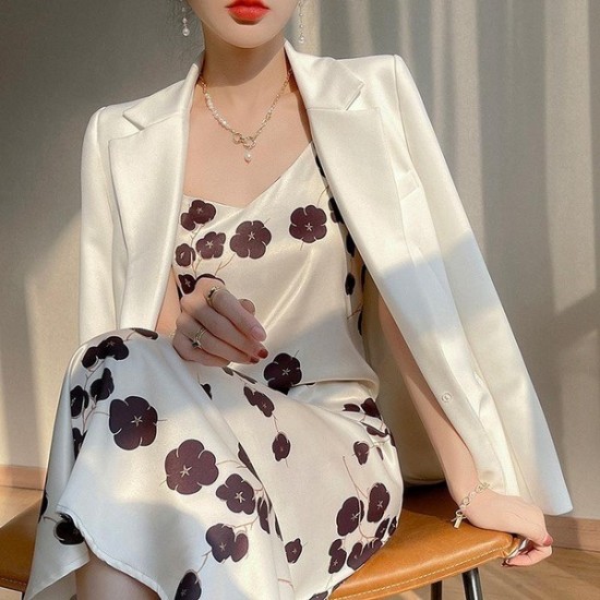 Classic Elegant Floral Print Chiffon Maxi Dress
